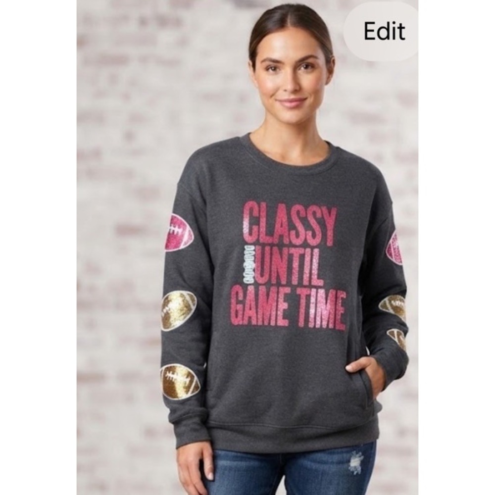 Love In Faith Classy Until Game Time Fleece Sweatshirt NWT Plus Size 3XL